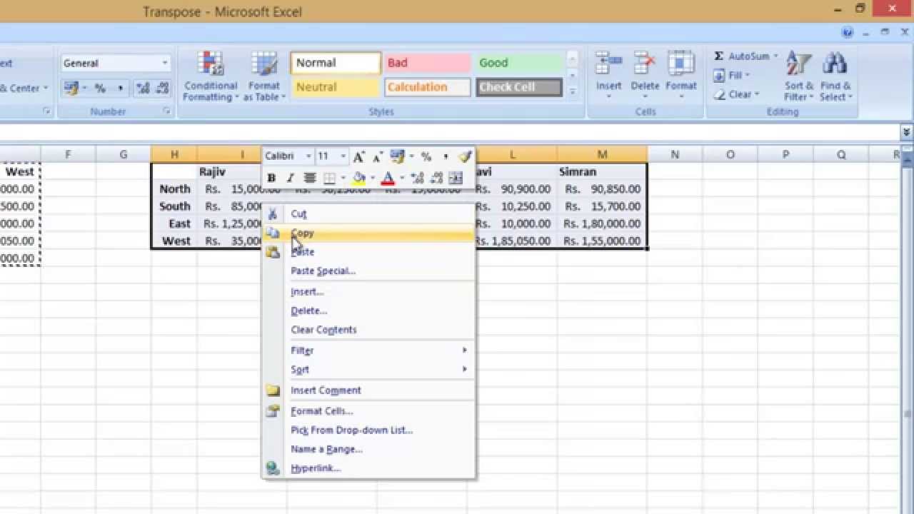 how to tabulate data excel